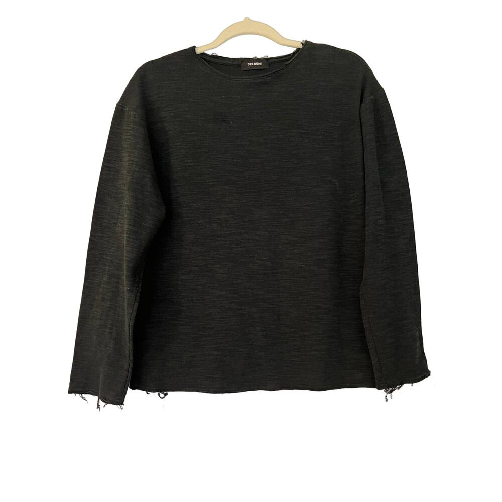 Der Rohe Black Long Sleeve Raw Hem Top Sz M